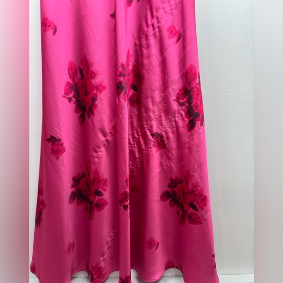 LoveShackFancy Fuchsia Pink Floral Satin Maxi Dress - Picture 3 of 9